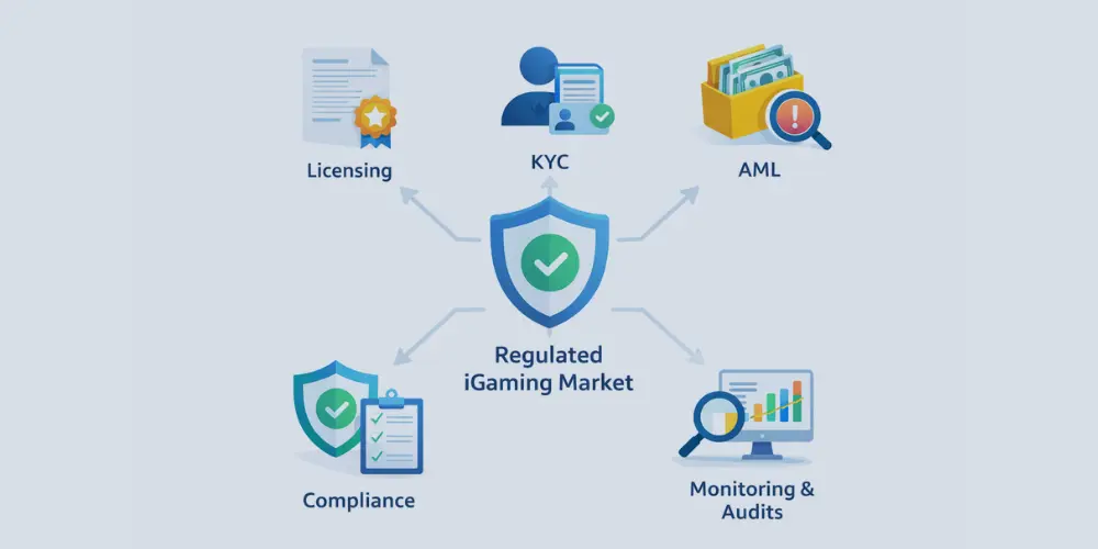 regulated iGaming market compliance system diagram