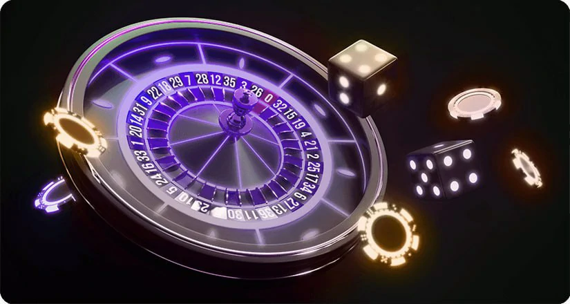 Casino roulette wheel with flying coins, representing big wins.