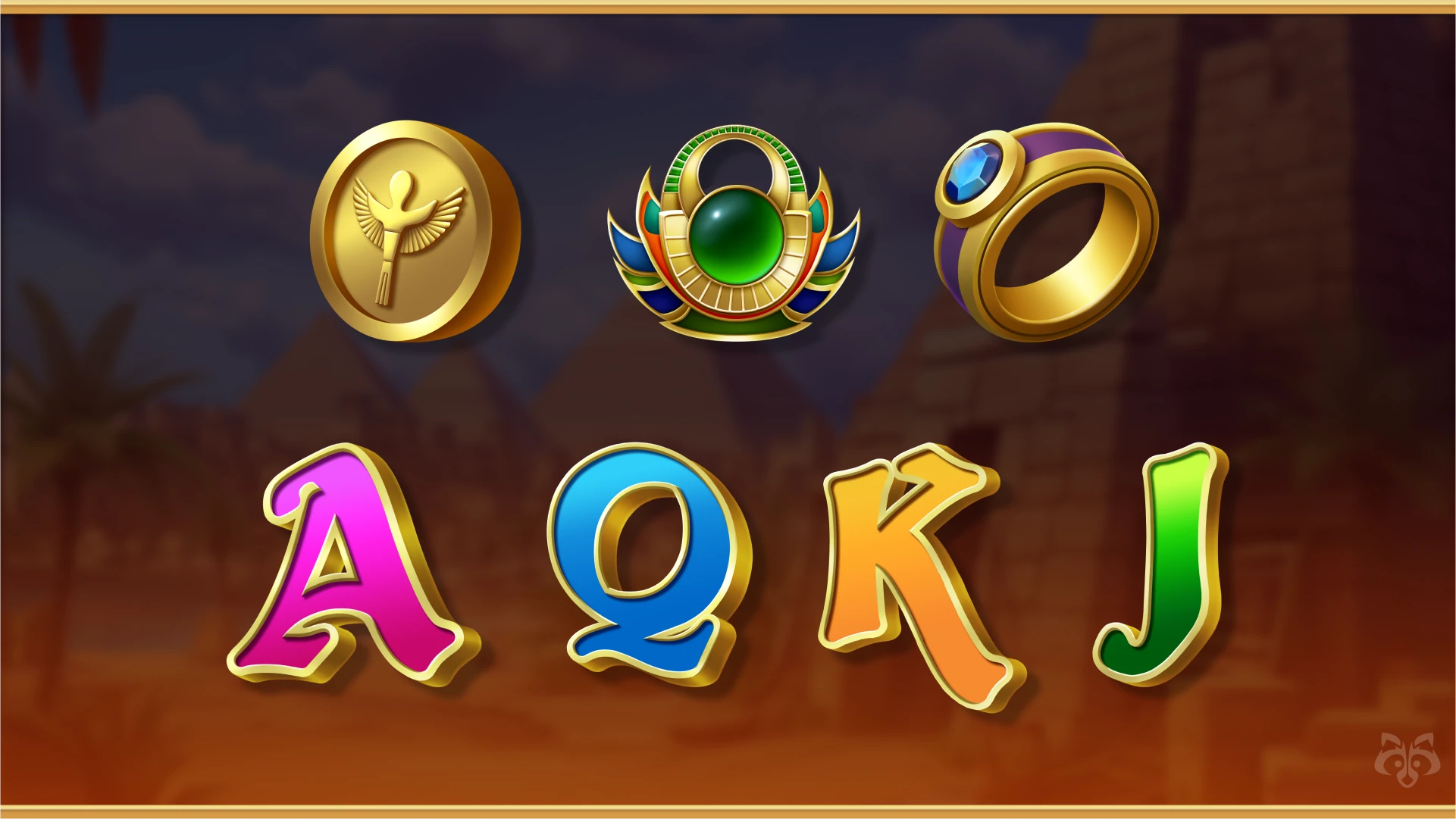 Glowing Ankh Wild symbol replacing reel icons