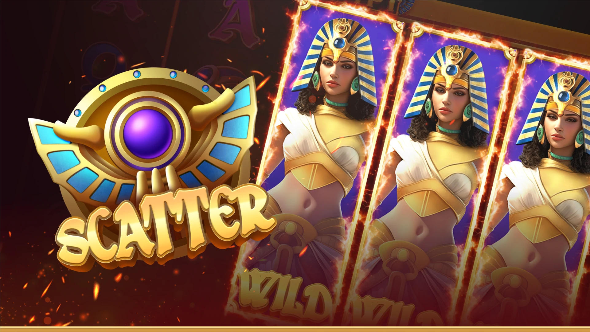 Glowing treasure chest and jackpot counter in Egyptian style