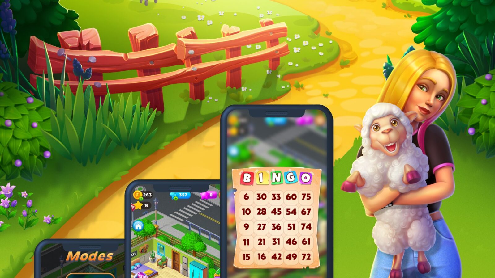 Farm landscape environment from casual bingo game
