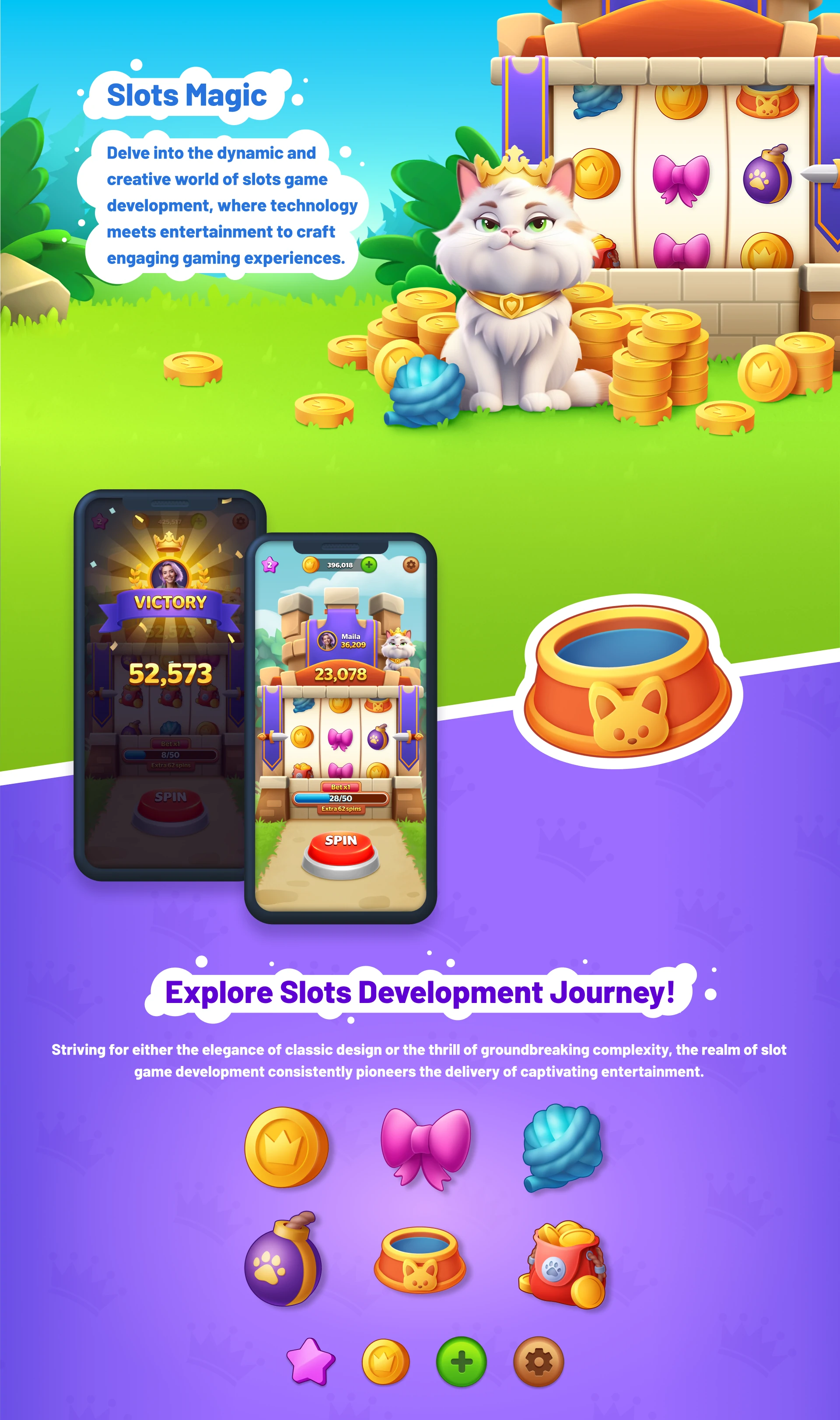 Mobile slot game interface and coin rewards social casino UX