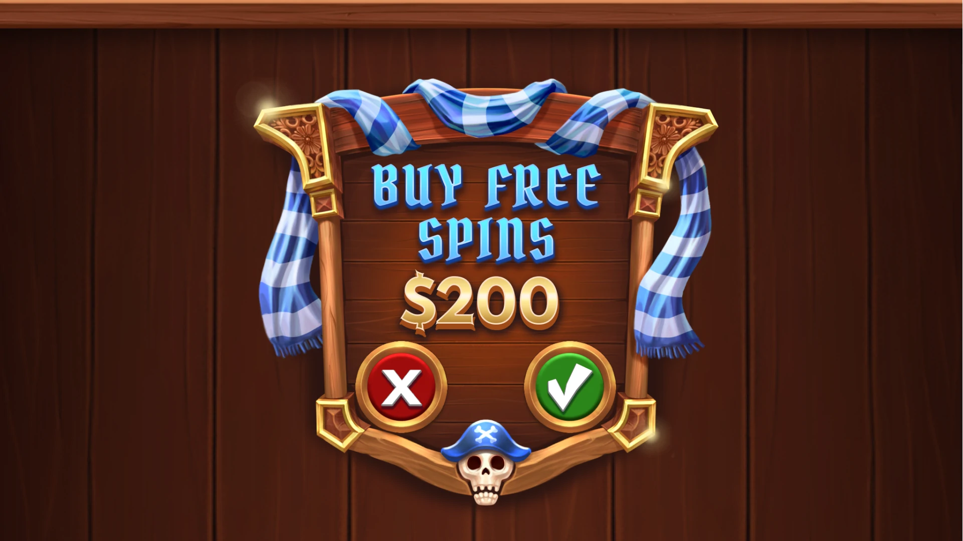 Buy free spins menu in pirate slot game