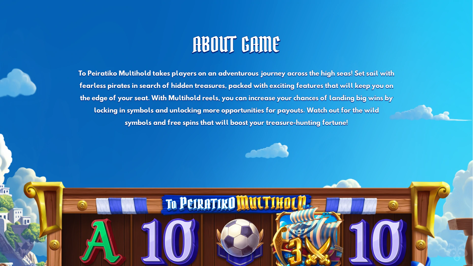 Game info screen with pirate theme and rules text