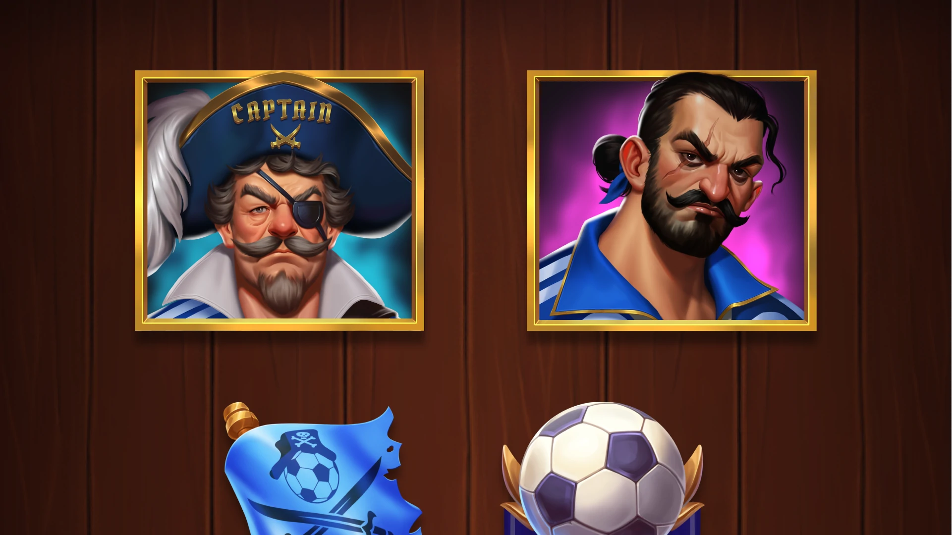 Pirate characters symbol lineup on reels