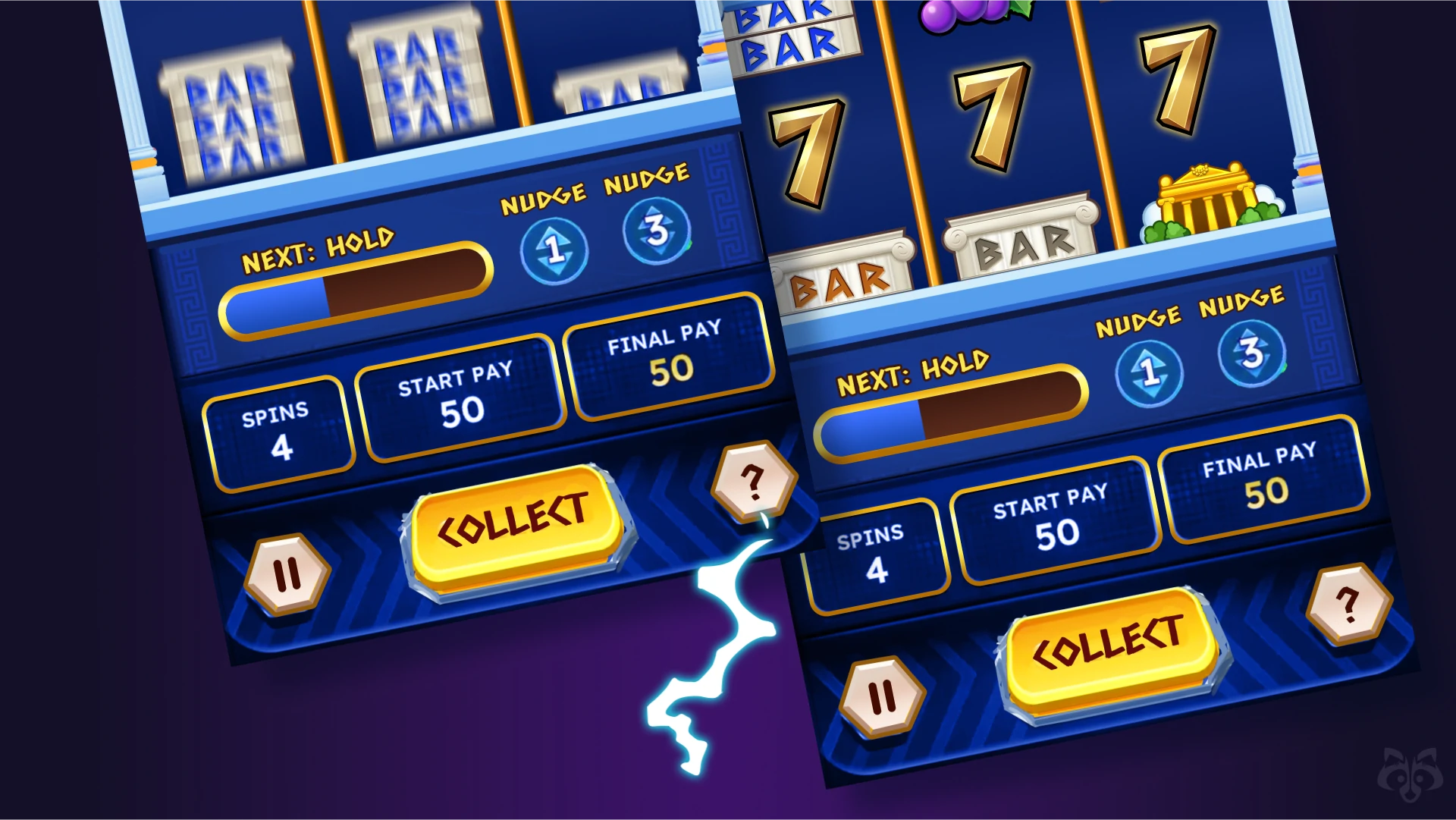 Main game screen showing active slot reels and control buttons.