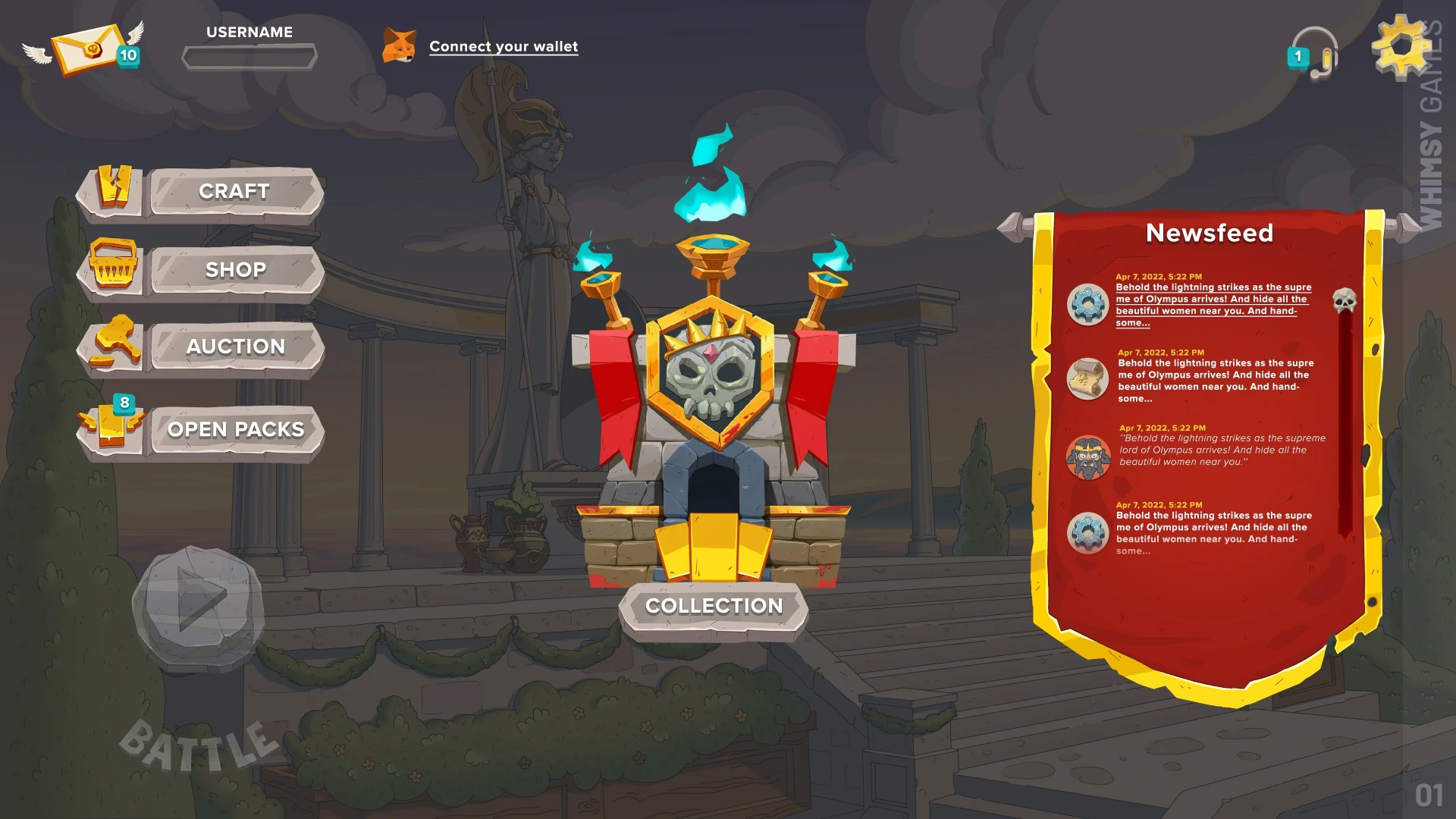 Game character selection screen