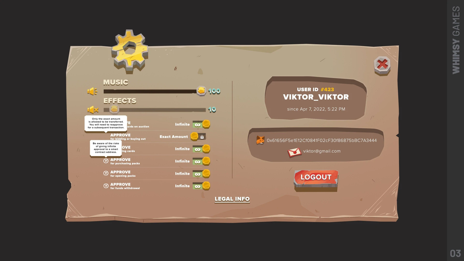 Game settings screen with difficulty, sound, and visual adjustment options.
