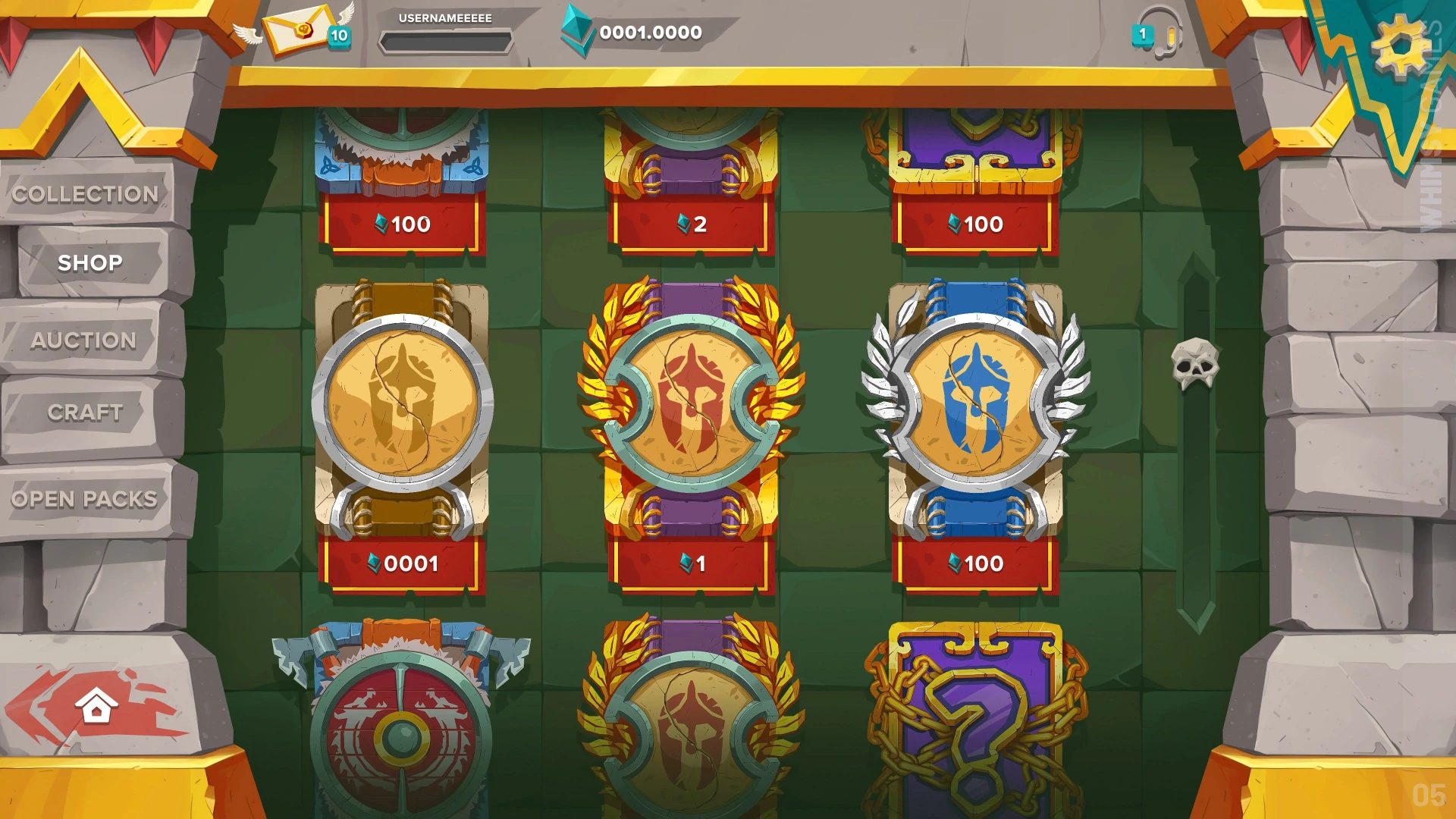 Reward screen displaying golden medals, crowns, and coins.