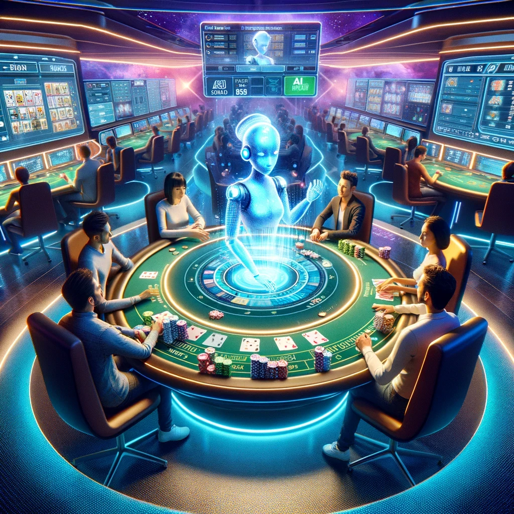 High-tech casino action: AI dealer at the center of the game.